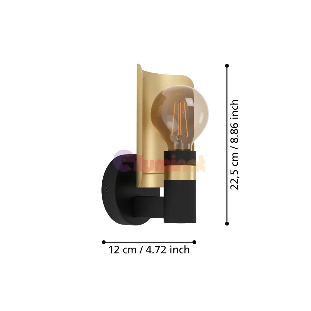 Aplica LED Modern HAYES EGLO 900375 NEGRU + AURIU / APLICA PERETE / MINIMALIST DESIGN Wall Light Fixtures