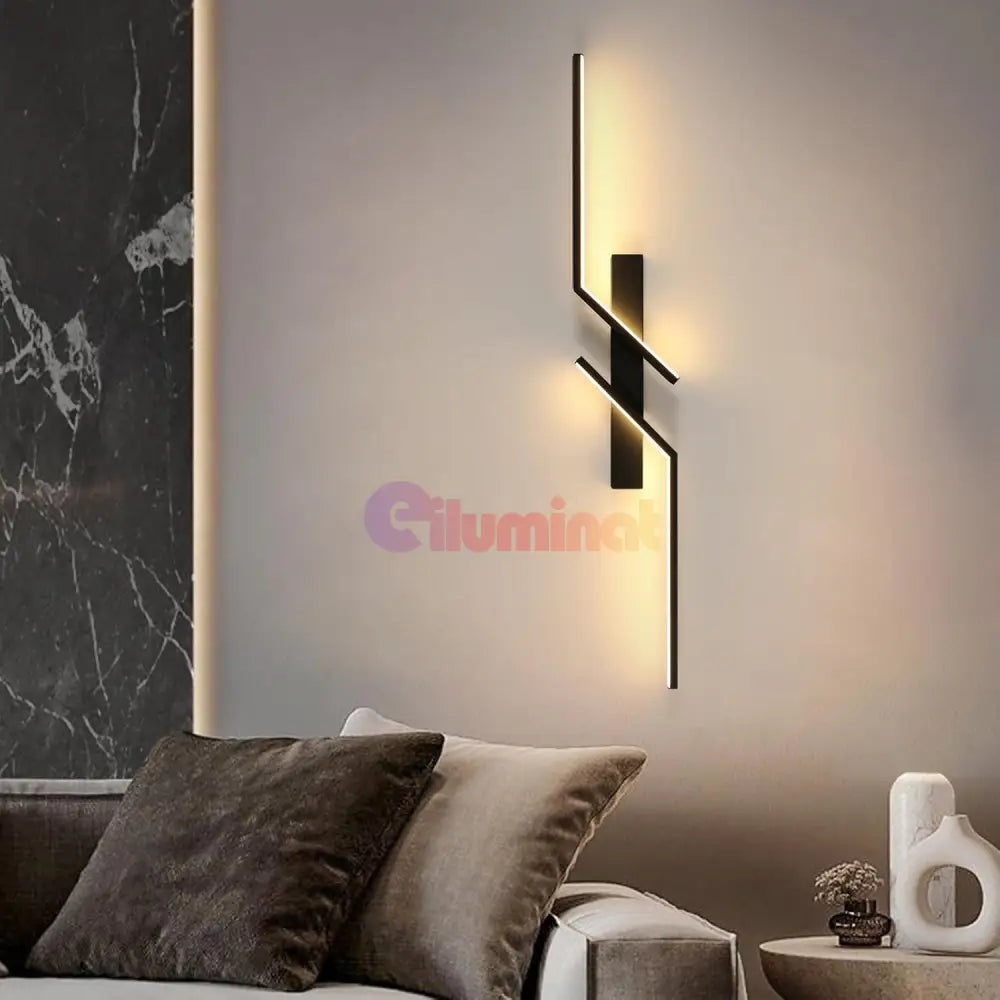 Aplica LED Modern Lines Black 60cm Echivalent 100W NEAGRA / MINIMALIST DESIGN / 60CM Wall Light Fixtures