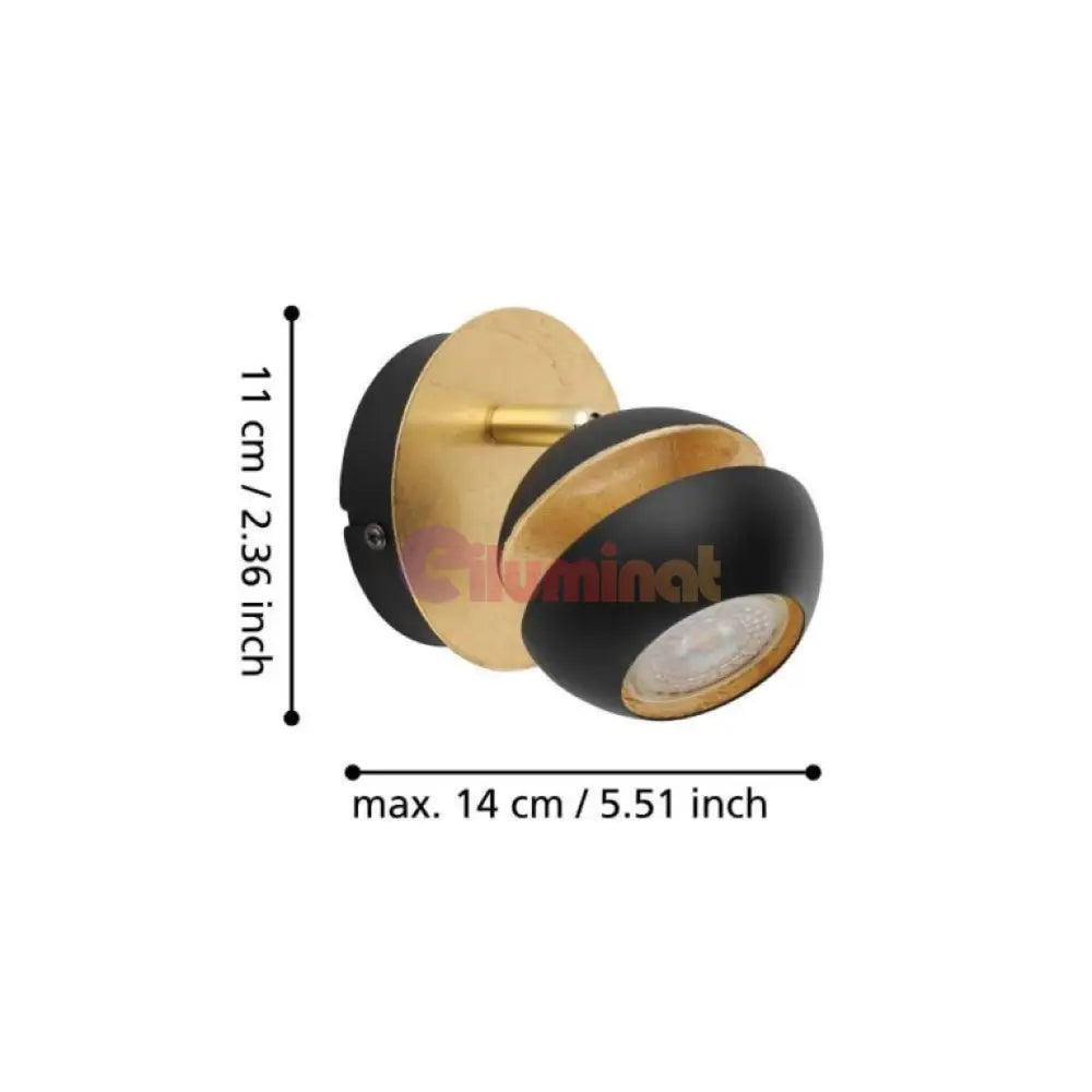 Aplica/Planfoniera LED NOCITO 3W NEGRU + AURIU NEGRU + AURIU / APLICA PERETE / MINIMALIST DESIGN Wall Light Fixtures