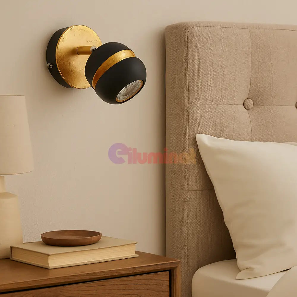 Aplica/Planfoniera LED NOCITO 3W NEGRU + AURIU NEGRU + AURIU / APLICA PERETE / MINIMALIST DESIGN Wall Light Fixtures