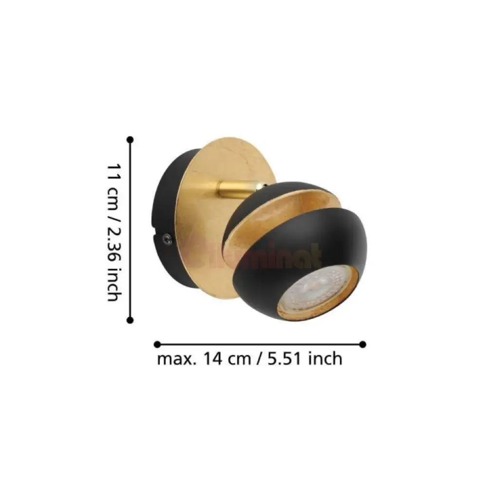 Aplica/Planfoniera LED NOCITO 3W NEGRU + AURIU NEGRU + AURIU / APLICA PERETE / MINIMALIST DESIGN Wall Light Fixtures