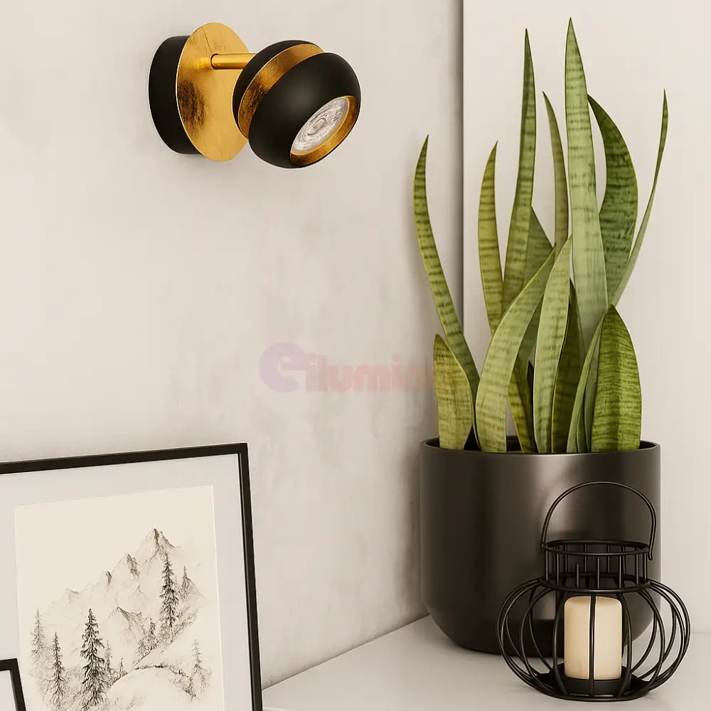 Aplica/Planfoniera LED NOCITO 3W NEGRU + AURIU NEGRU + AURIU / APLICA PERETE / MINIMALIST DESIGN Wall Light Fixtures