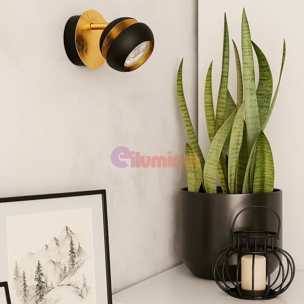 Aplica/Planfoniera LED NOCITO 3W NEGRU + AURIU NEGRU + AURIU / APLICA PERETE / MINIMALIST DESIGN Wall Light Fixtures