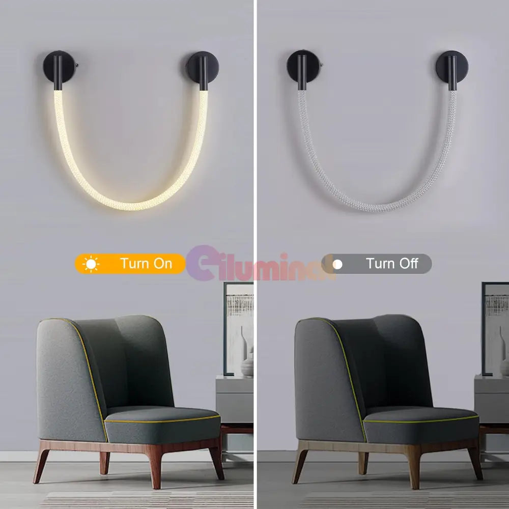 Aplica LED Nordic Style Light Rope Tube G4011 Black NEAGRA / APLICA PERETE / MINIMALIST DESIGN Wall Light Fixtures