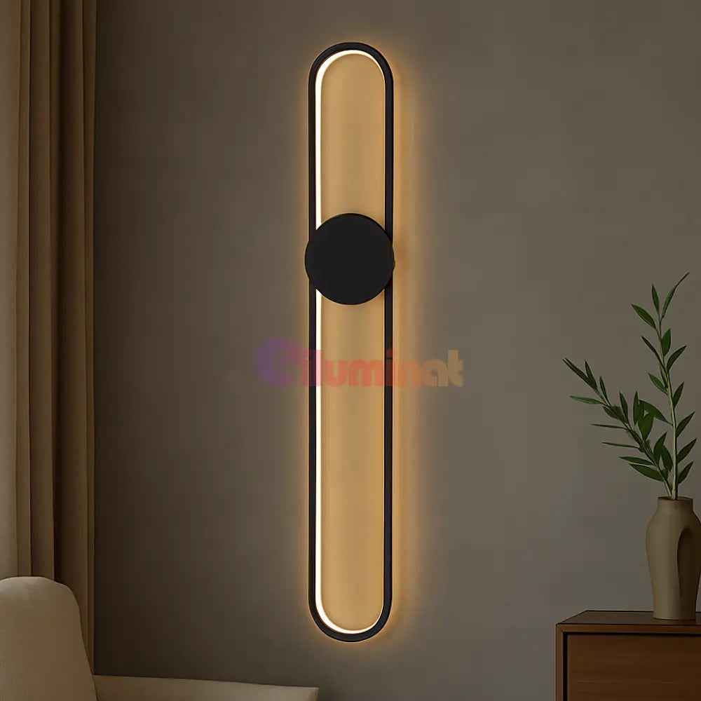 Aplica LED Oval Light 80W 90CM Echivalent 300W APLICA PERETE / TAVAN / NEAGRA / MINIMALIST DESIGN Wall Light Fixtures