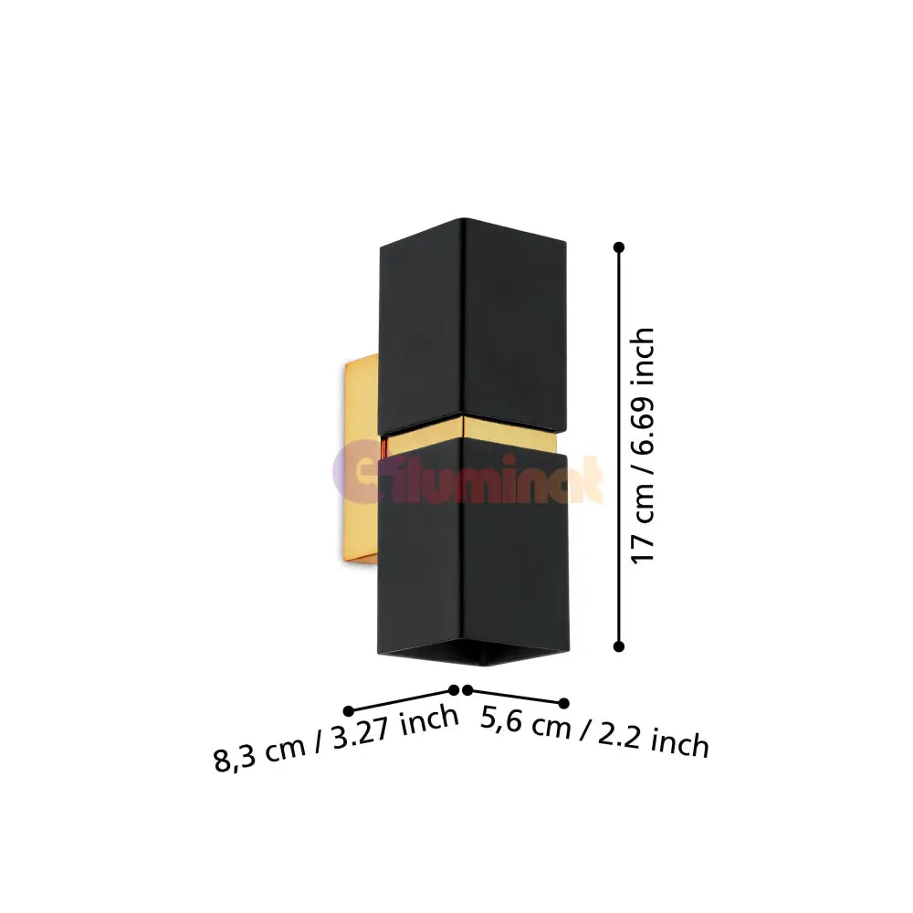Aplica LED 2X2,8W PASSA EGLO NEGRU + AURIU 95373 NEGRU + AURIU / APLICA PERETE / MINIMALIST DESIGN Wall Light Fixtures