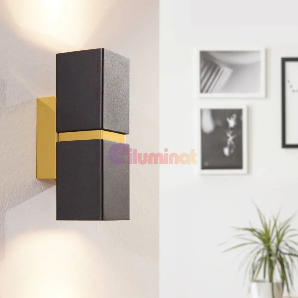 Aplica LED 2X2,8W PASSA EGLO NEGRU + AURIU 95373 NEGRU + AURIU / APLICA PERETE / MINIMALIST DESIGN Wall Light Fixtures