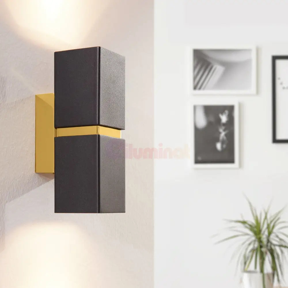 Aplica LED 2X2,8W PASSA EGLO NEGRU + AURIU 95373 NEGRU + AURIU / APLICA PERETE / MINIMALIST DESIGN Wall Light Fixtures