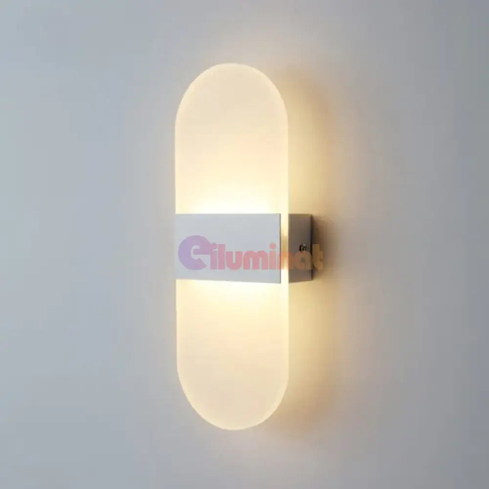 Aplica Led Perete 12W Sublime Oval Alba Wall Light Fixtures