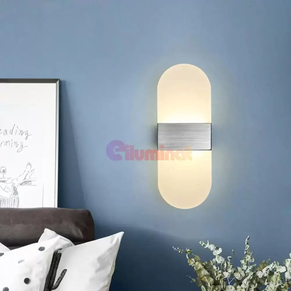 Aplica Led Perete 12W Sublime Oval Silver Wall Light Fixtures