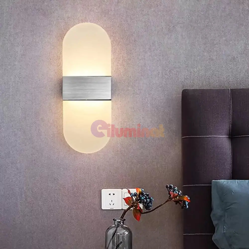 Aplica Led Perete 12W Sublime Oval Silver Wall Light Fixtures