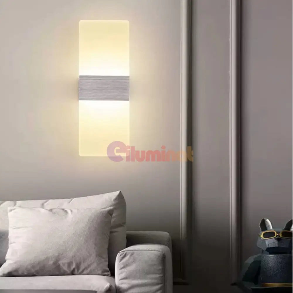 Aplica Led Perete 12W Sublime Square Silver Wall Light Fixtures