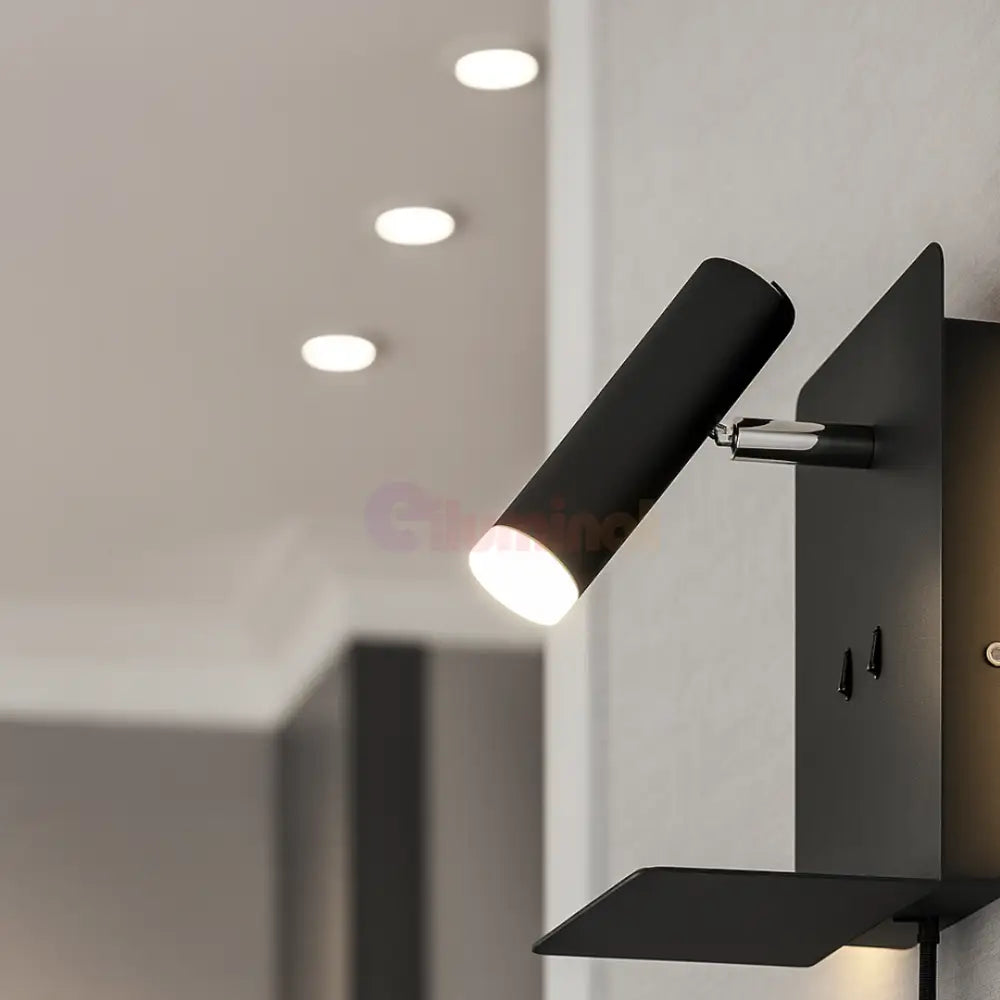 Aplica Perete ELEMENT cu Incarcare USB NEAGRA / APLICA PERETE Wall Light Fixtures