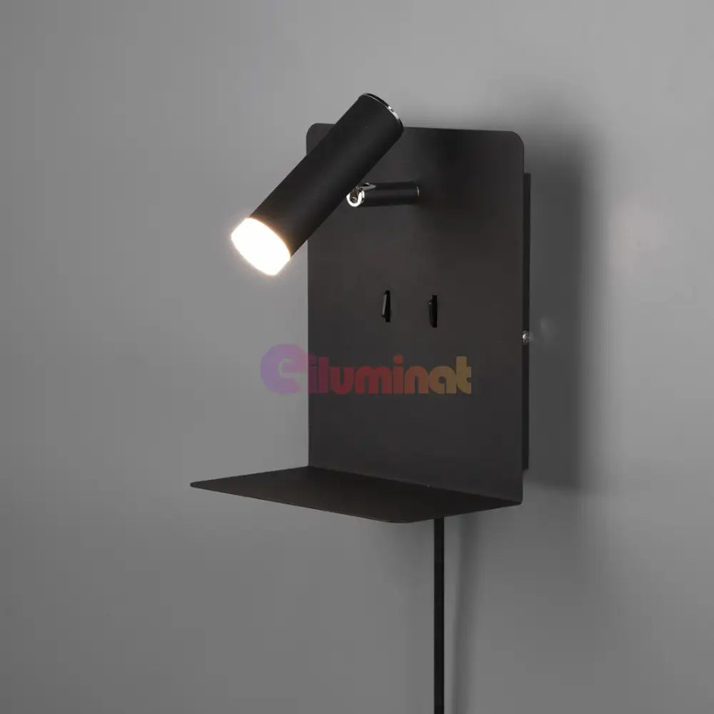Aplica Perete ELEMENT cu Incarcare USB NEAGRA / APLICA PERETE Wall Light Fixtures