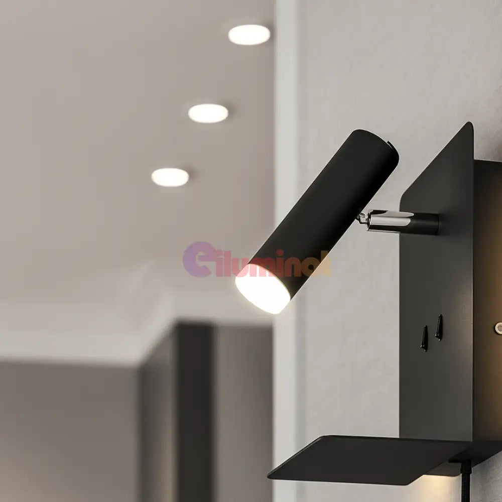 Aplica Perete ELEMENT cu Incarcare USB NEAGRA / APLICA PERETE Wall Light Fixtures