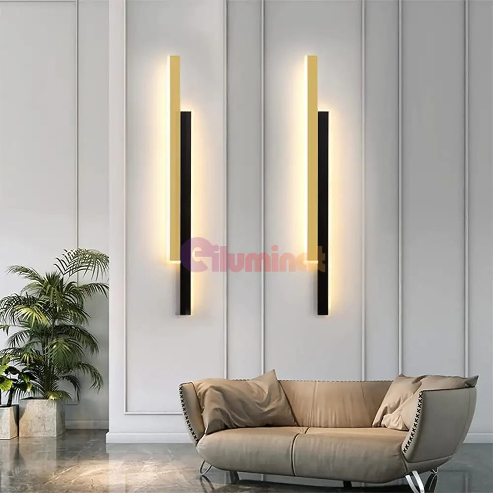 Aplica Led Scarlet 22W 80Cm Negru + Auriu Wall Light Fixtures