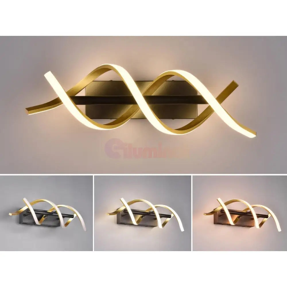 Aplica Led Sequence Gold + Black Echivalent 150W Wall Light Fixtures