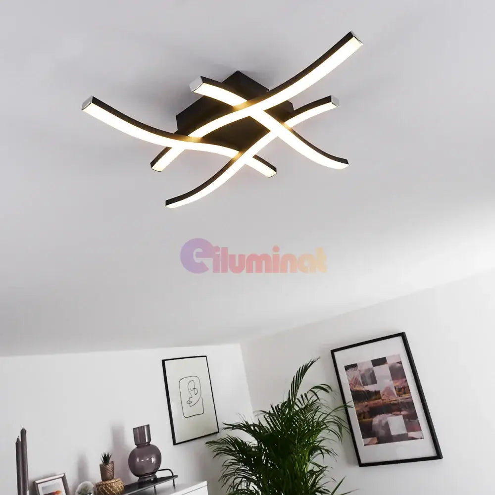 Aplica Led Waves Lines Black Echivalent 300W Wall Light Fixtures