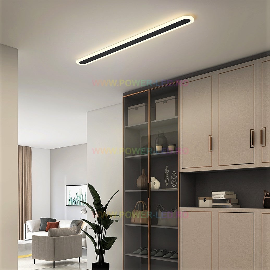 Aplica Led Liniara 64W 80Cm Neagra Echivalent 400W Lighting Fixtures