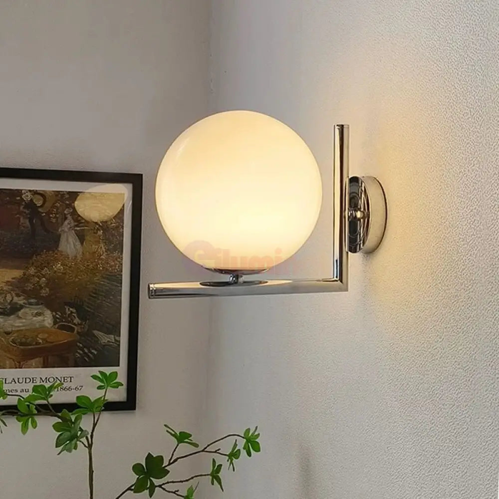 Aplica Nordic Style Abajur Mat Silver Globe ARGINTIE / ABAJUR / APLICA PERETE Wall Light Fixtures