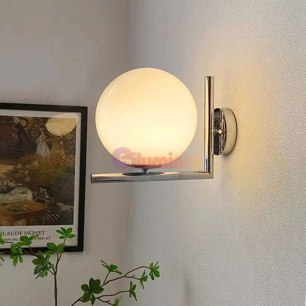 Aplica Nordic Style Abajur Mat Silver Globe ARGINTIE / ABAJUR / APLICA PERETE Wall Light Fixtures