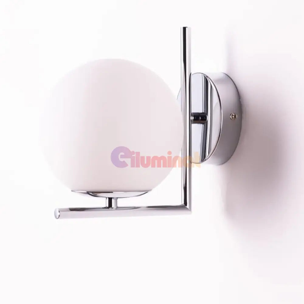 Aplica Nordic Style Abajur Mat Silver Globe ARGINTIE / ABAJUR / APLICA PERETE Wall Light Fixtures