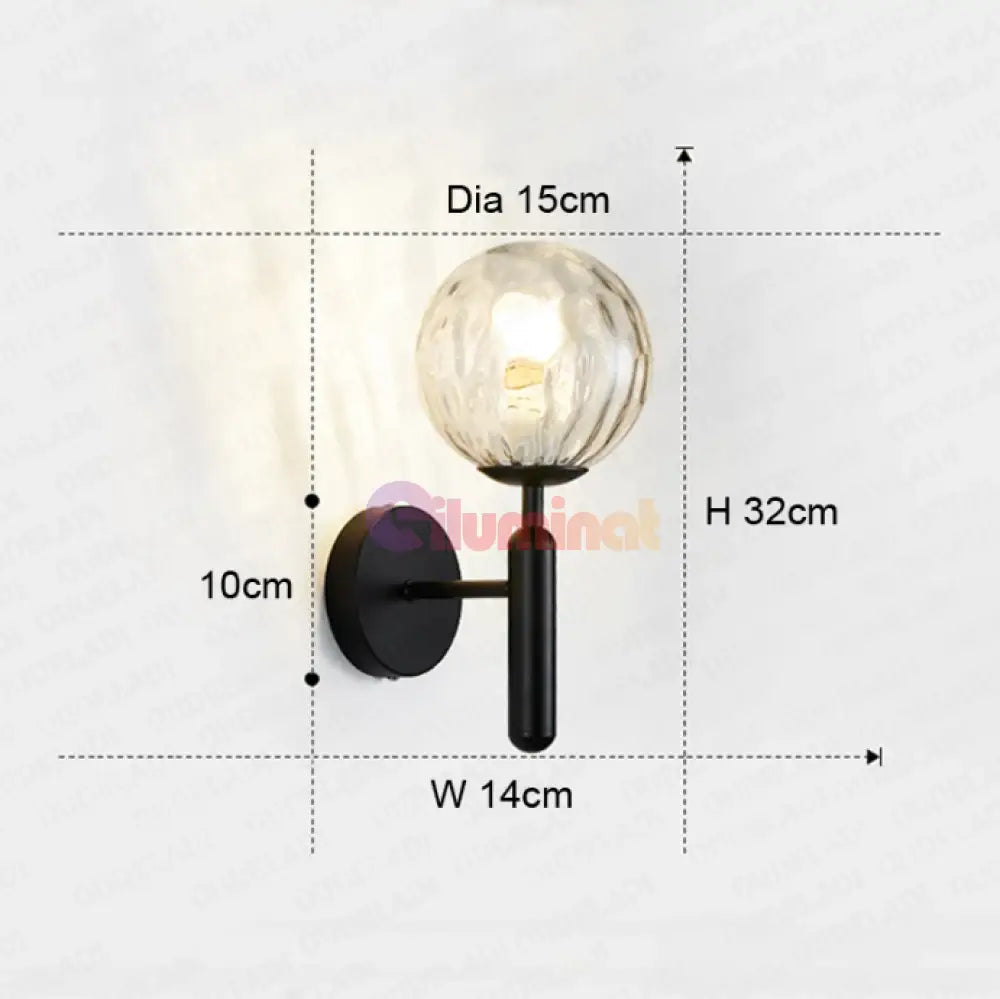 Aplica Nordic Style Abajur Transparent Black Torch Mx908/1 Wall Light Fixtures