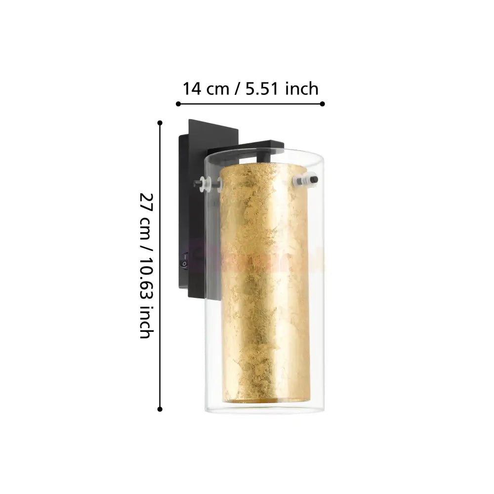 Aplica LED 40W PINTO GOLD EGLO 97839 NEGRU + AURIU / APLICA PERETE / MINIMALIST DESIGN Wall Light Fixtures