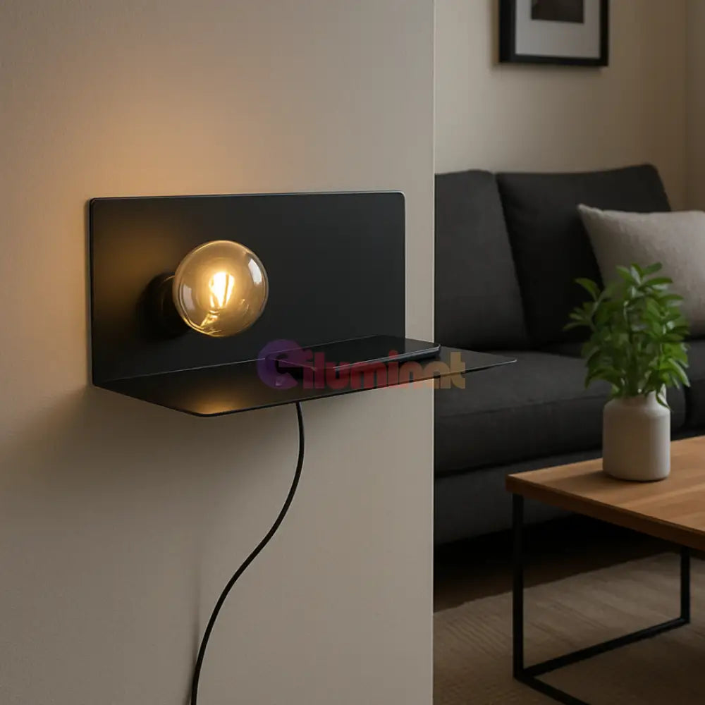 Aplica Perete 1xE27 cu Usb NEGRU / APLICA PERETE Wall Light Fixtures