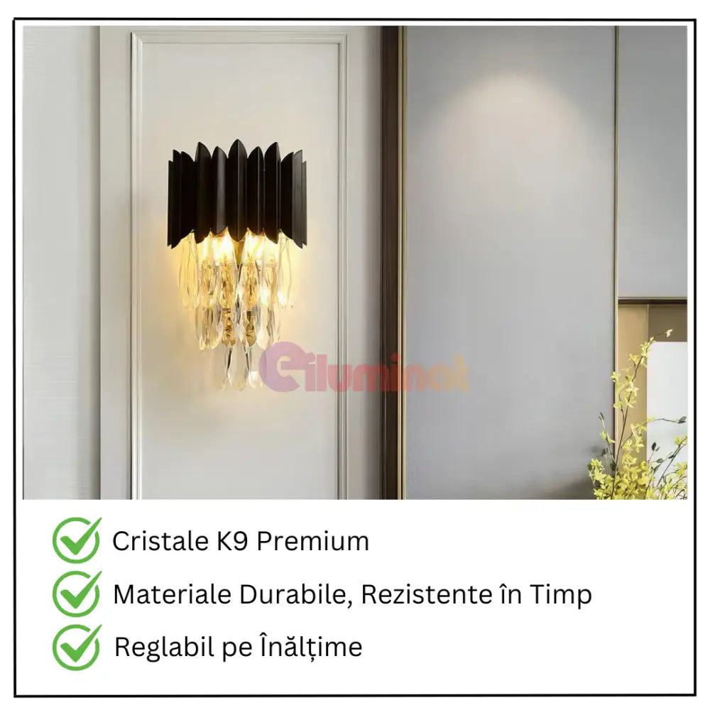 Aplica Cristal 2xE14 Black Extravaganza NEAGRA / CRISTAL / APLICA PERETE Wall Light Fixtures
