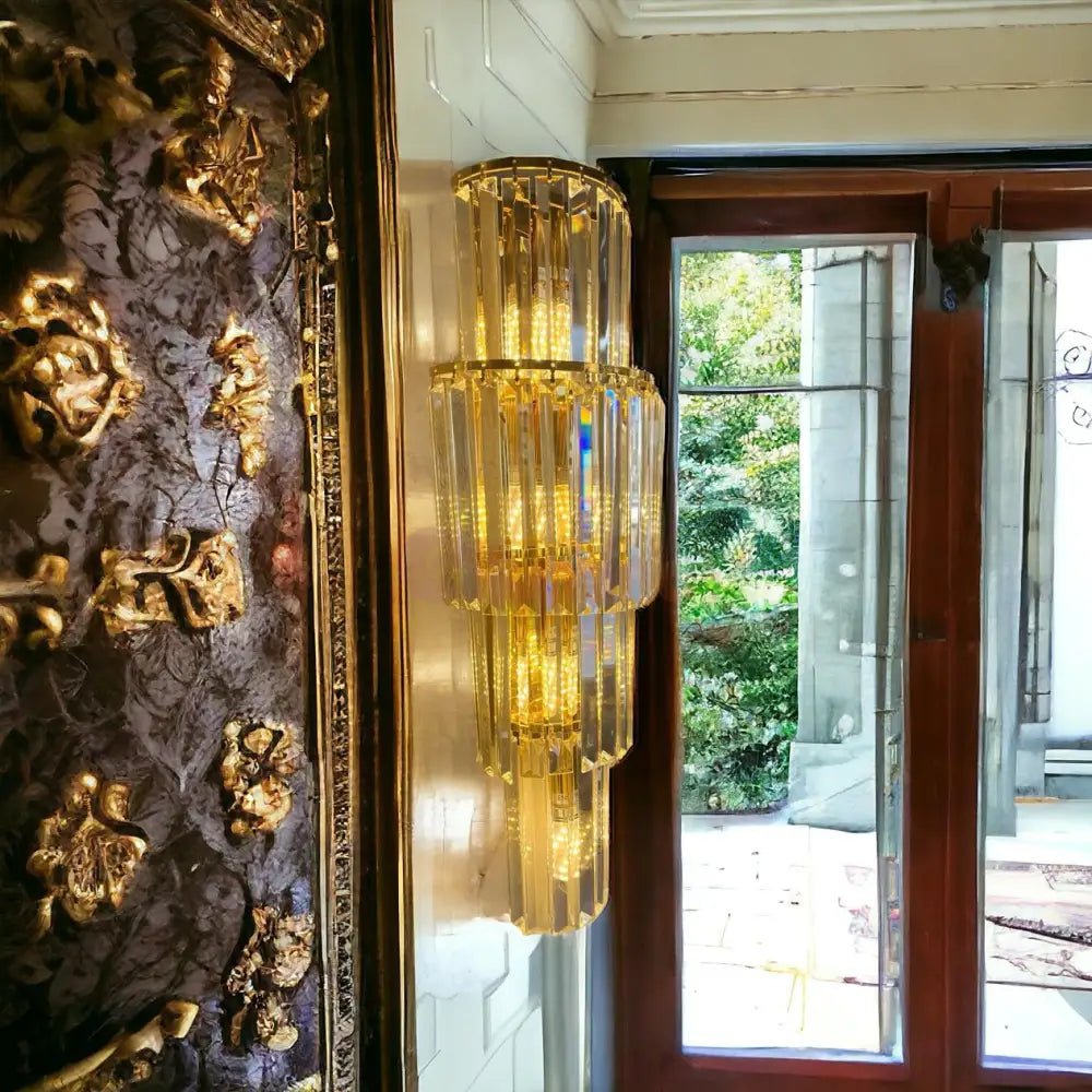Aplica Perete Cristal Luxury Golden Deluxe 65Cm Wall Light Fixtures