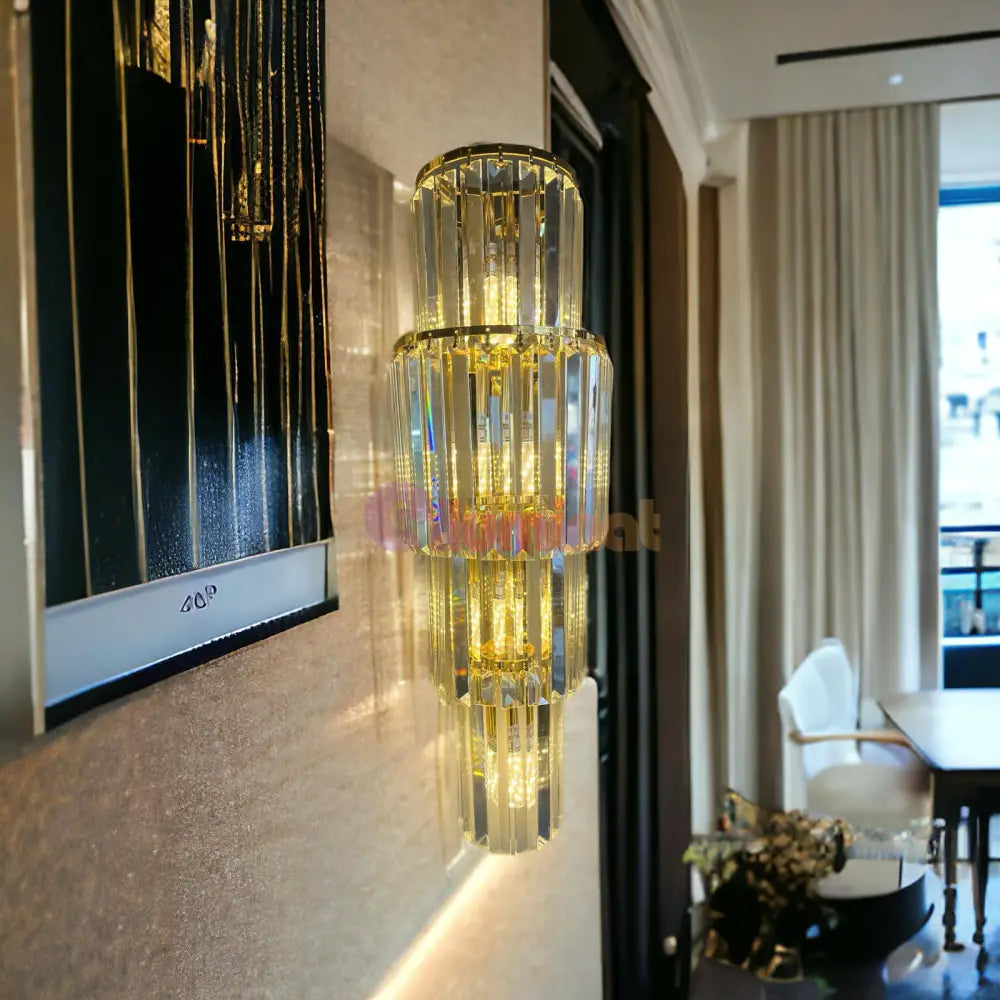 Aplica Perete Cristal Luxury Golden Deluxe 65Cm Wall Light Fixtures