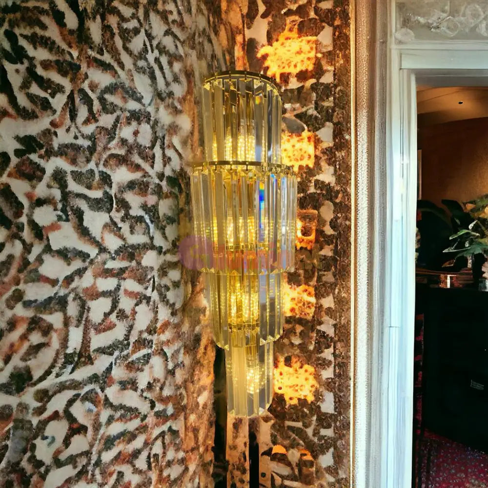 Aplica Perete Cristal Luxury Golden Deluxe 65Cm Wall Light Fixtures