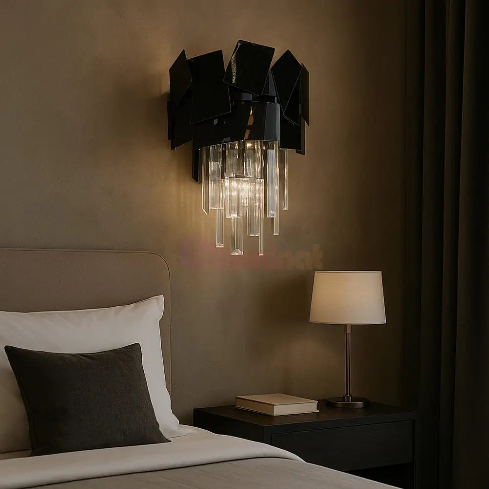 Aplica Perete Cristal Modern Troy Negru Lucios Wall Light Fixtures