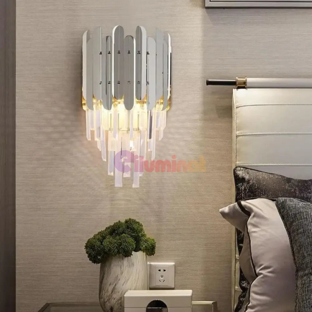 Aplica Perete Cristal Shiny Silver Chrome ARGINTIE / CRISTAL / APLICA PERETE Wall Light Fixtures