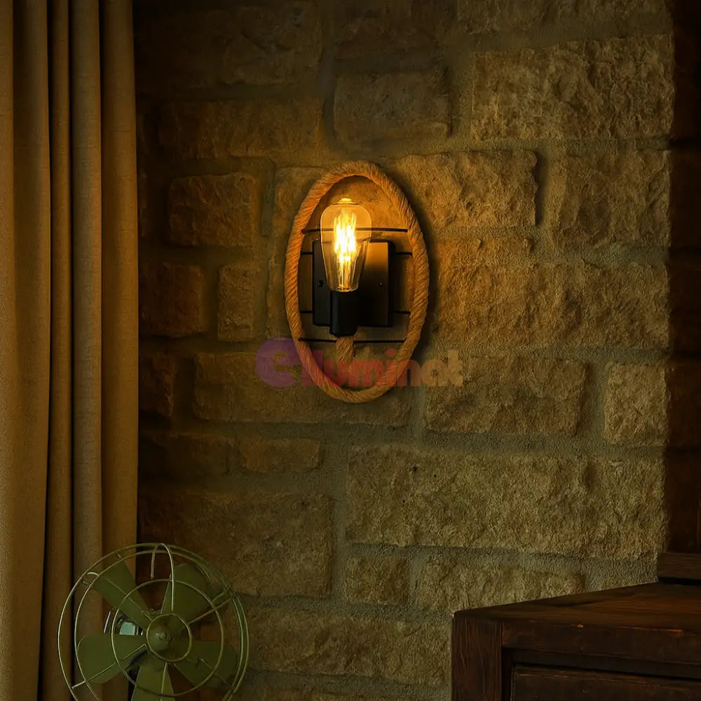 Aplica Perete Deyra Rope 1xE27 NEAGRA / VINTAGE SI RETRO DESIGN / APLICA PERETE Wall Light Fixtures