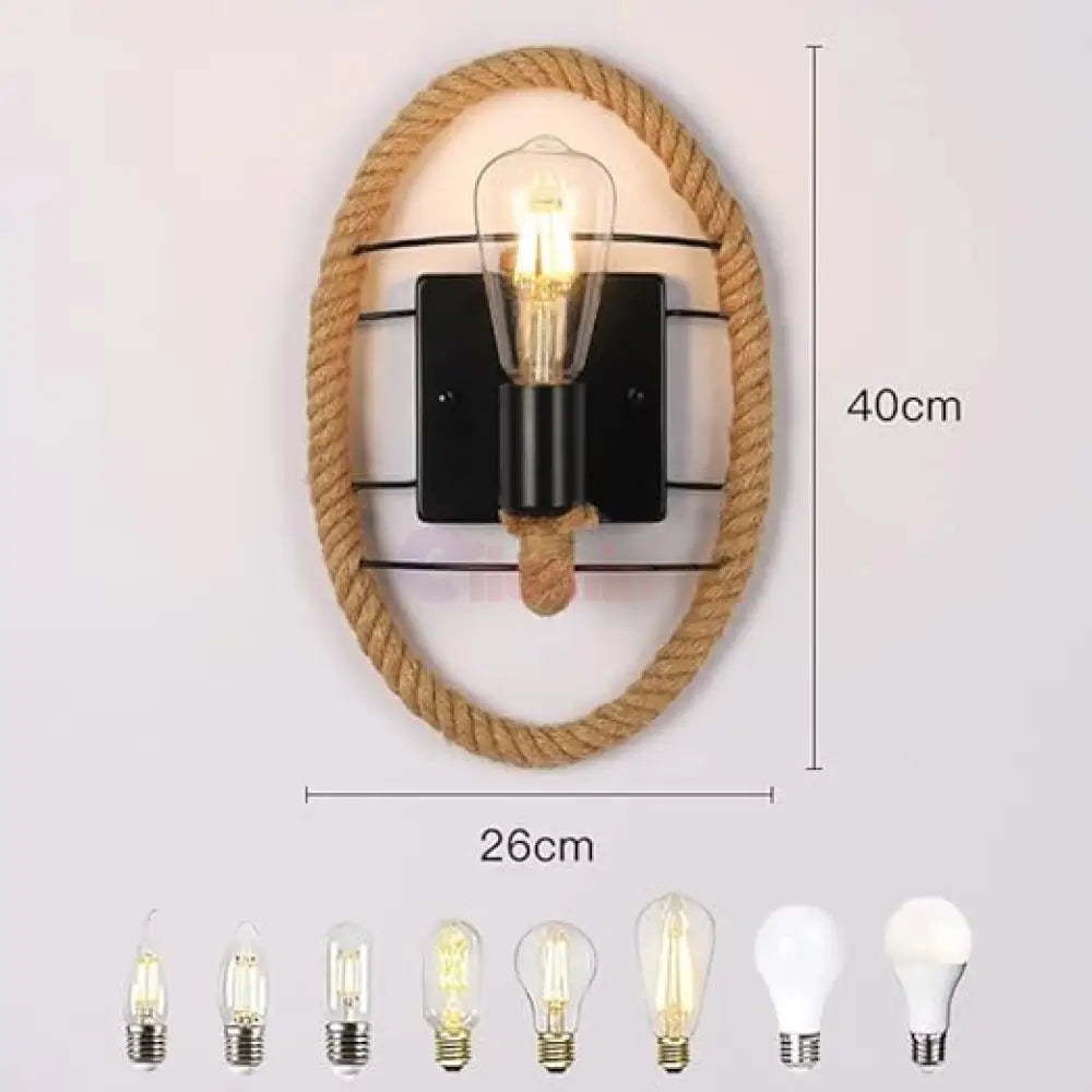 Aplica Perete Deyra Rope 1xE27 NEAGRA / VINTAGE SI RETRO DESIGN / APLICA PERETE Wall Light Fixtures