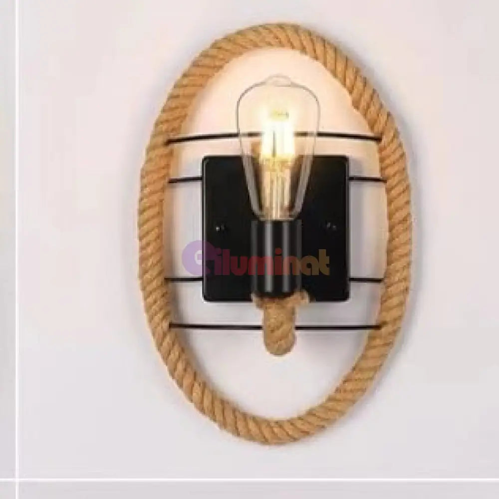 Aplica Perete Deyra Rope 1xE27 NEAGRA / VINTAGE SI RETRO DESIGN / APLICA PERETE Wall Light Fixtures