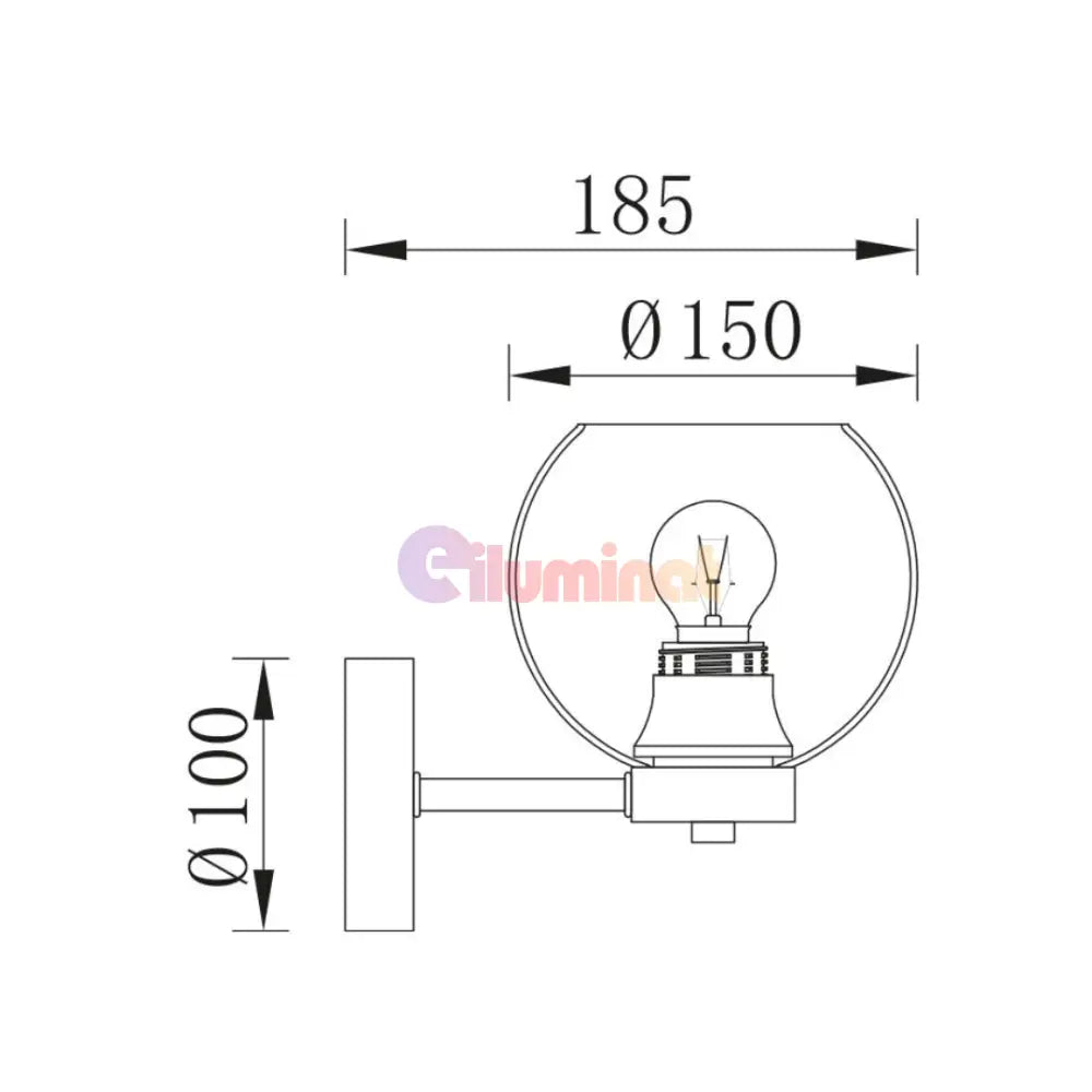 Aplica Perete 1xE27 Smokey NEAGRA / APLICA PERETE / MINIMALIST DESIGN Wall Light Fixtures