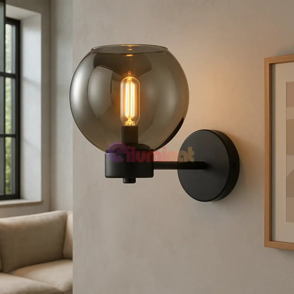 Aplica Perete 1xE27 Smokey NEAGRA / APLICA PERETE / MINIMALIST DESIGN Wall Light Fixtures