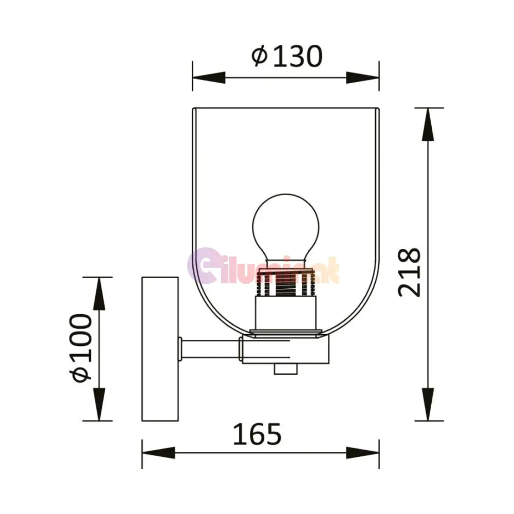 Aplica Perete 1xE27 Smokey BR-BV01-00043 NEAGRA / APLICA PERETE / MINIMALIST DESIGN Wall Light Fixtures
