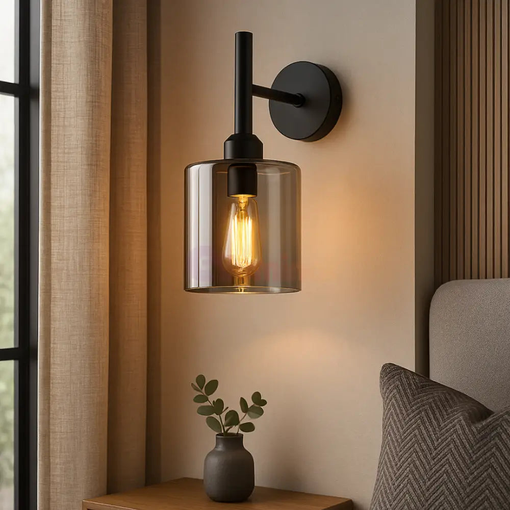 Aplica Perete 1xE27 Smokey NEAGRA / APLICA PERETE / MINIMALIST DESIGN Wall Light Fixtures