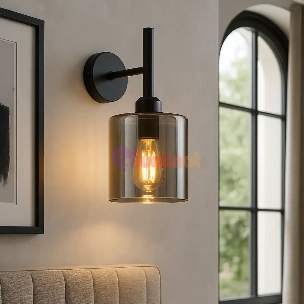 Aplica Perete 1xE27 Smokey NEAGRA / APLICA PERETE / MINIMALIST DESIGN Wall Light Fixtures