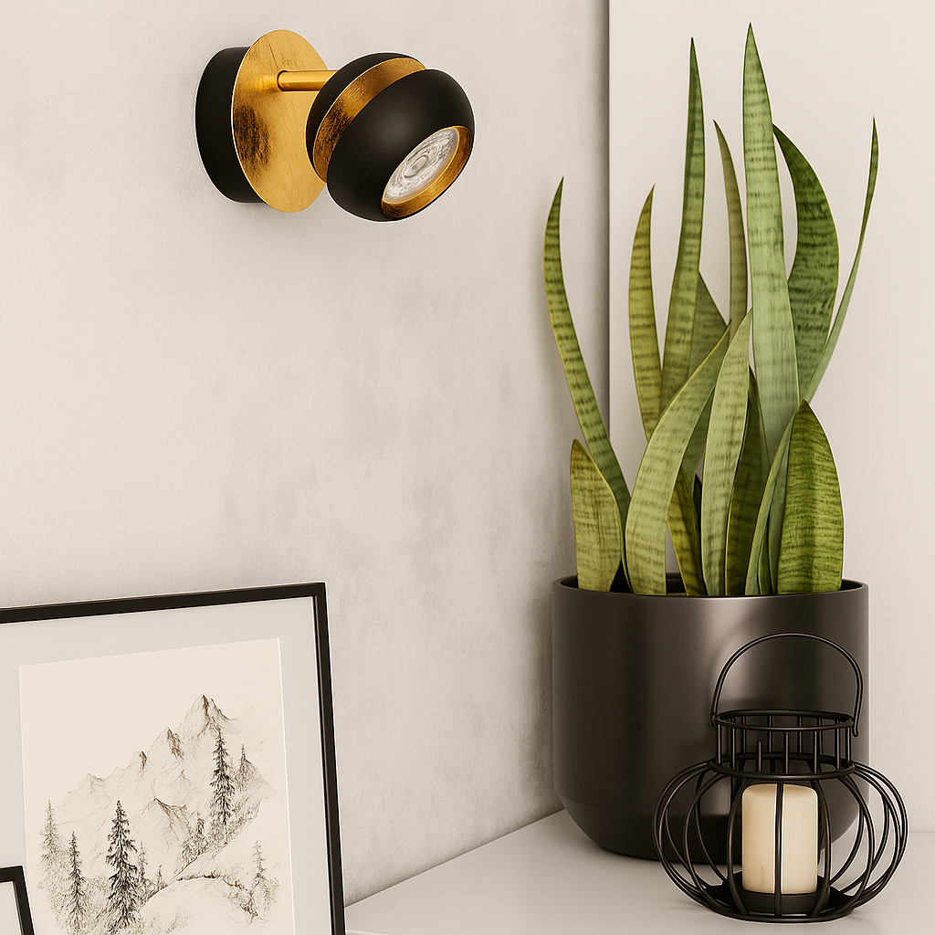 Aplica/Planfoniera LED NOCITO 3W NEGRU + AURIU NEGRU + AURIU / APLICA PERETE / MINIMALIST DESIGN Wall Light Fixtures