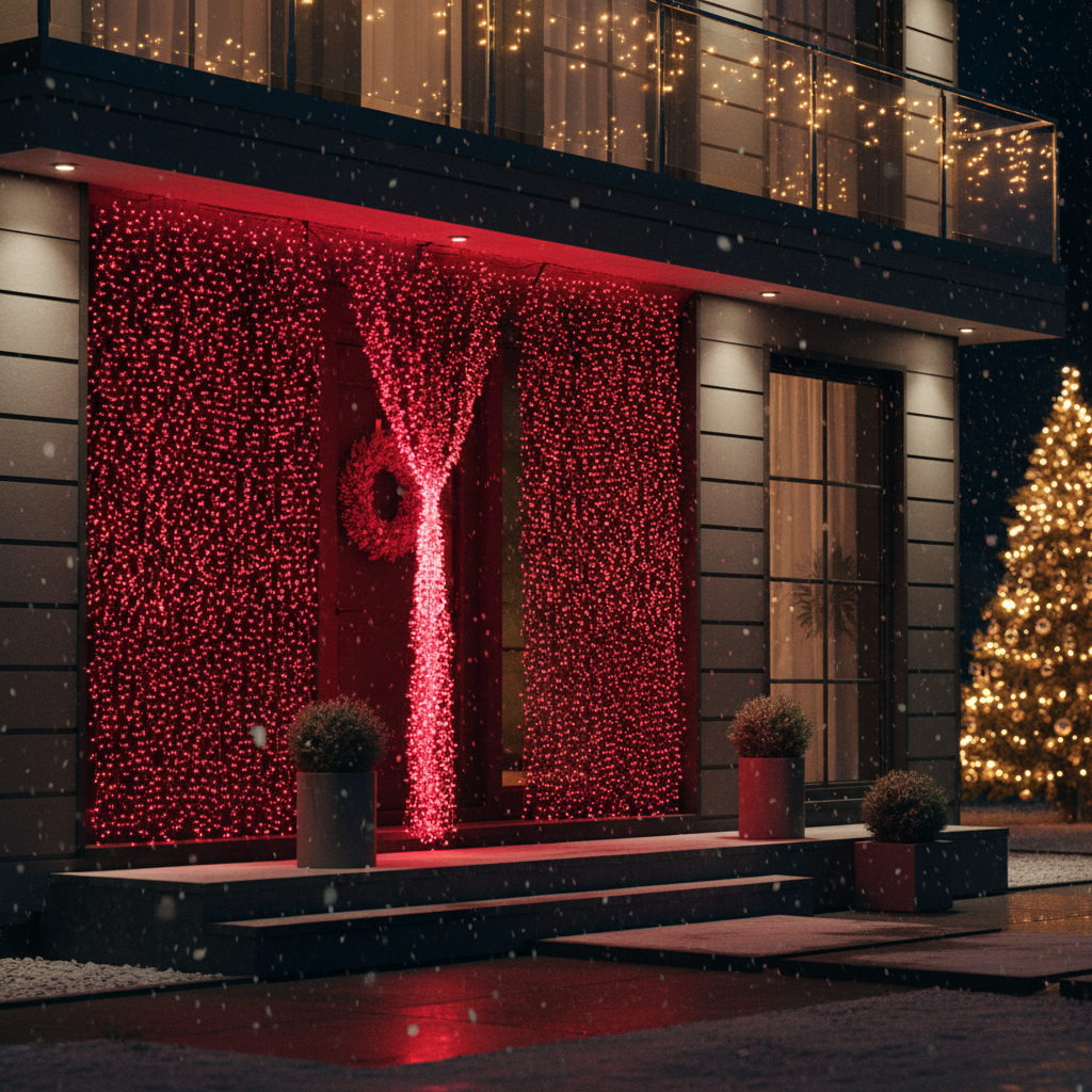 Instalatie LED Perdea Everred 2.5x3m Lumina Rosie 720 LED-uri IP44