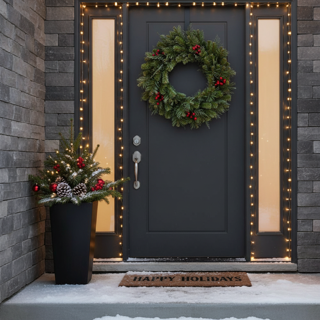 Coronita Artificiala De Craciun pentru Usa Snowfall