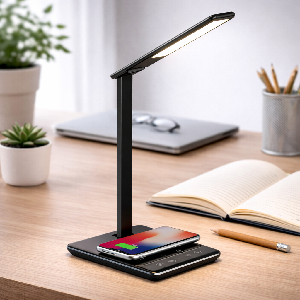 Veioza LED Neagra Dimabila Incarcare Wireless 3 Tipuri de Lumina 50CM