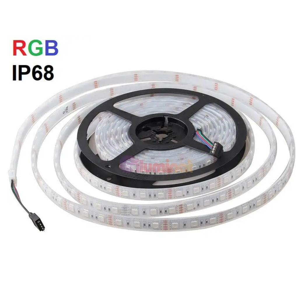 Banda LED 5050 RGB 60 SMD ML 24V Submersibila rola 5 metri RGB / IP68 SUBMERSIBIL / 12W LED Strips
