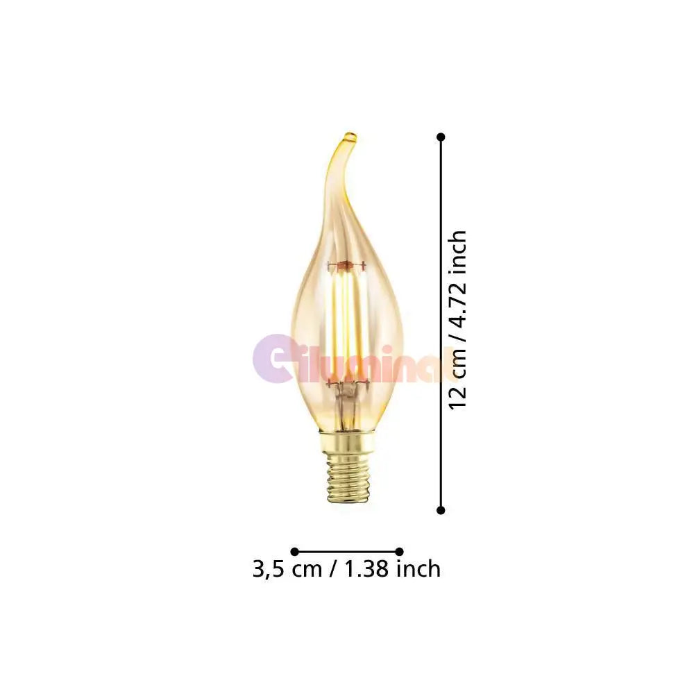 Bec Led E14 4W 1700K Filament Flacara Fumuriu Dimabil Bulb