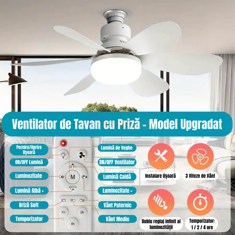 Ventilator Cu BEC LED + telecomanda💫 ALBA / VENTILATOR Lighting Fixtures